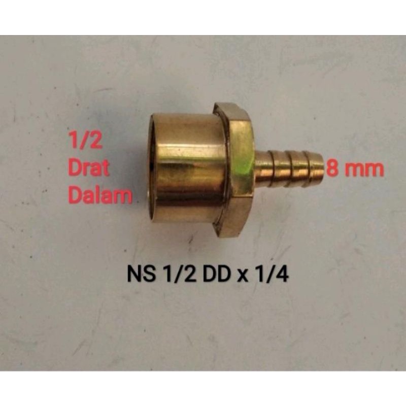 nepel selang drat dalam 1/2 x 1/4