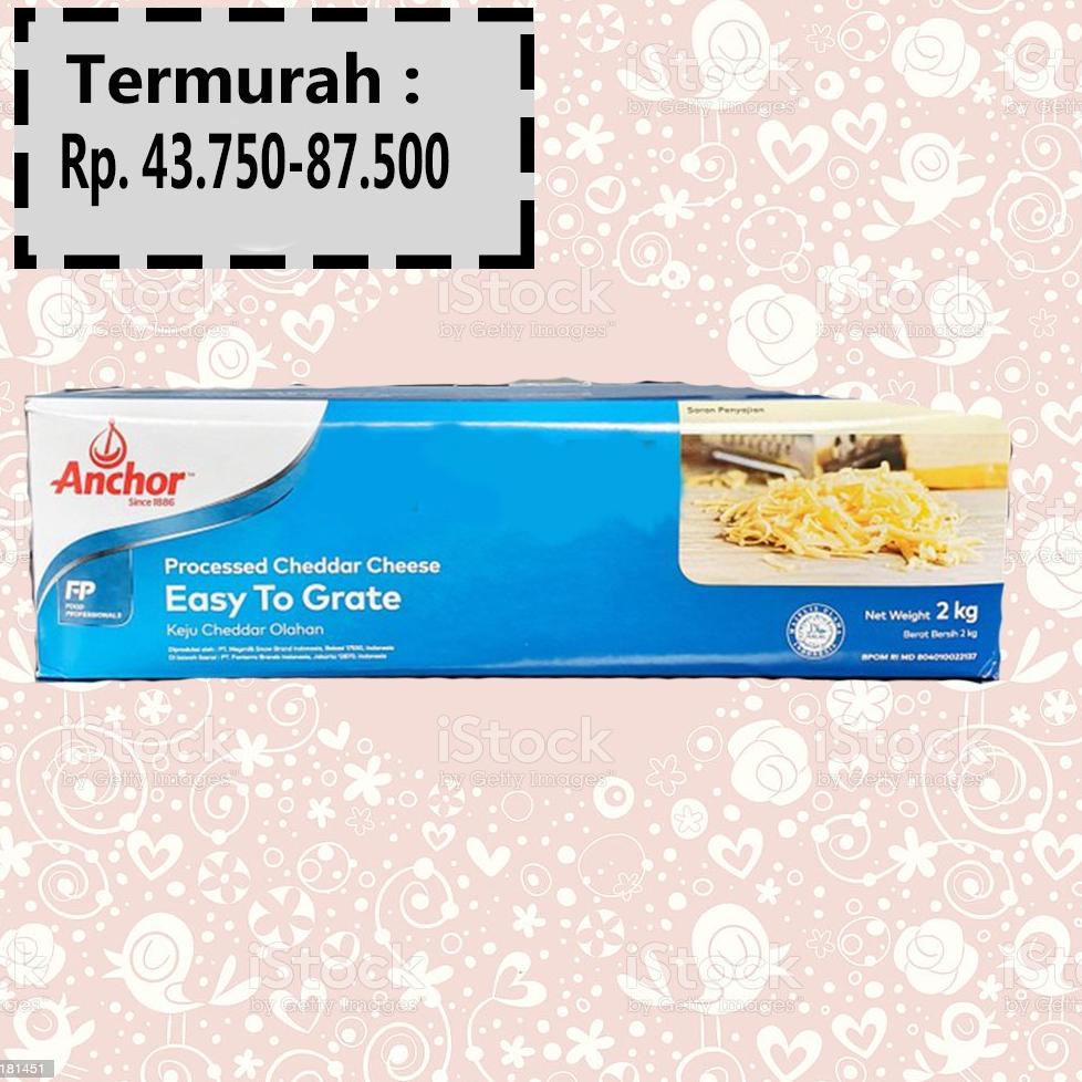 

Ready Stok.. Termurah Anchor Easy To Grate Cheddar Cheese (Keju Cheddar) Gr (1 Kg) TWY