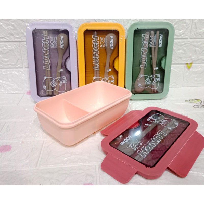 0KOTAK MAKAN TRANSPARAN Lunch Box Bento Box 1100 ml  BPA FREE