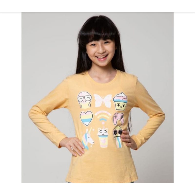 Kaos Aero Girls Brand Matahari Kaos Aero Anak Perempuan Lengan Panjang Emoji