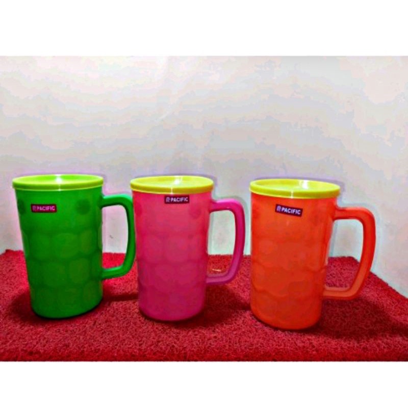 GELAS PLASTIK SODA PACIFIC + TUTUP GELAS BIR BESAR