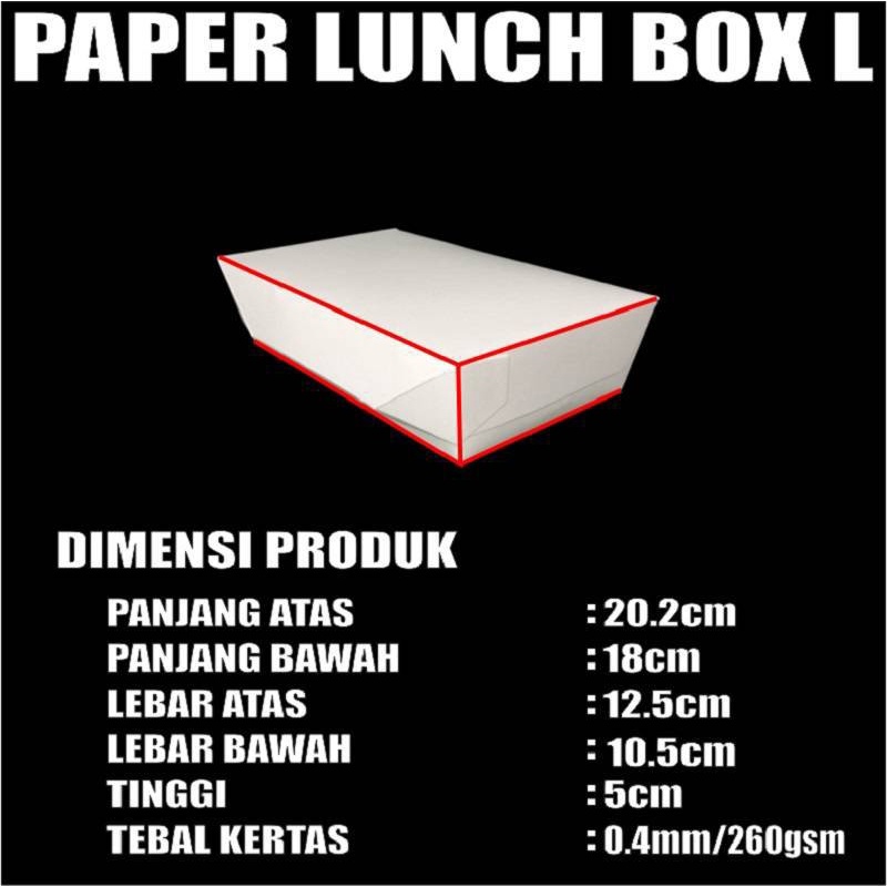 Paper Lunch Box Putih Pack Food Tray Kotak Makan Kertas Take Away SBY