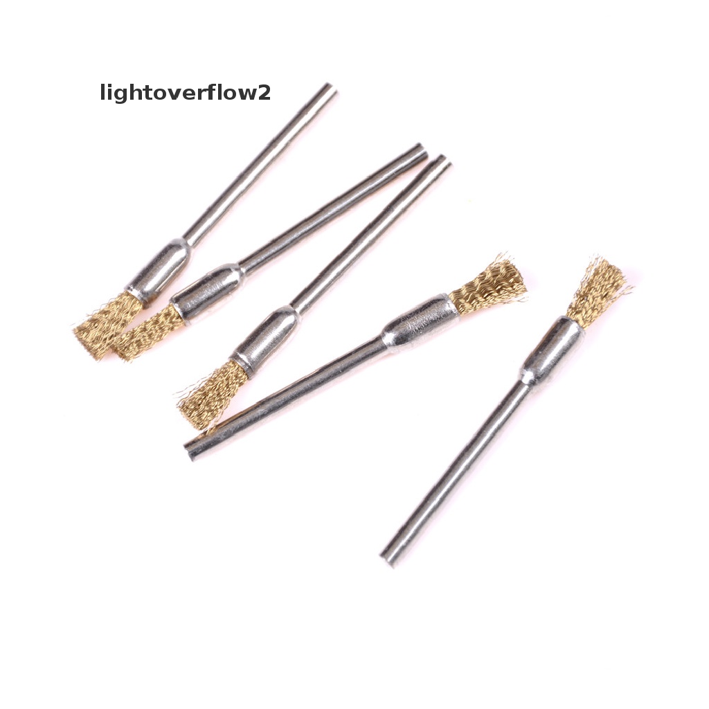 (lightoverflow2) 5pcs / Set Mata Bor Brush Sikat Kawat Kuningan Shank 3mm X 5mm Untuk Poles / Pembersih