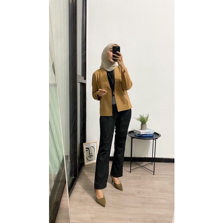 Blazer Wanita Korea Linen Nancy Blazer Linen Loona Casual Outer Wanita