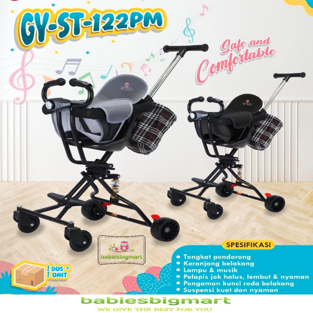 Exotic Magic Stroller LW 116 / LW 132 / ST 121PM / ST 122PM / ST 212C / VKIDS Q1 / Q2 GYRO Cabin Size Kereta Dorong Bayi Hadap Depan Belakang