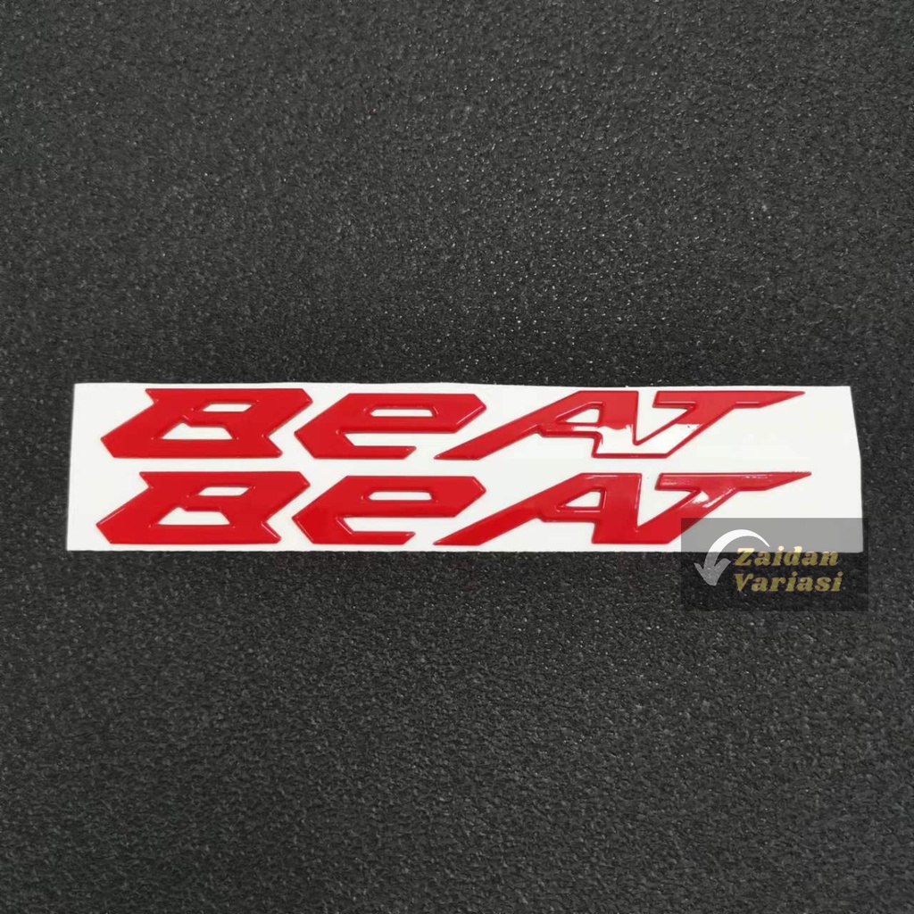 Emblem Honda Beat Timbul 3D Aksesoris Logo Stiker Karbu Street Sepasang 2 Pcs Kanan Dan Kiri Sticker Deluxe Fi Merah Gold New Jepang Japan Titanium Latin Hitam