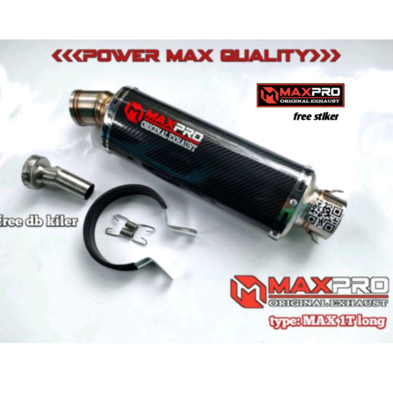 Knalpot racing Trioval Original maxpro Max 1T long silincer only stainless karbon