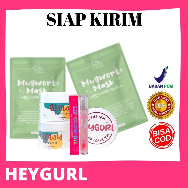 Jual Mugwort by Heygurl BPOM / Lip Glow Oil / Glow Body Scrub Shopee
