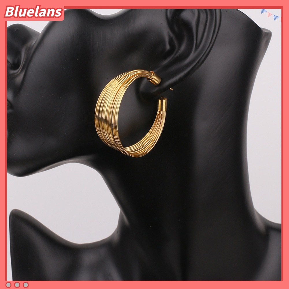 Bluelans 4 Pcs / Set Perhiasan Kalung Anting Gelang Cincin Bentuk Lingkaran Gaya Nigeria Untuk Pengantin