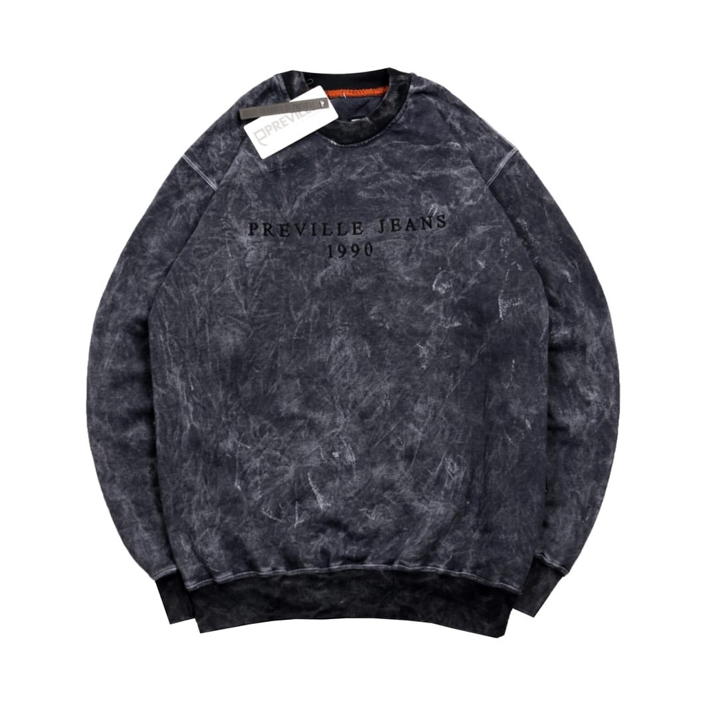 Sweater Crewneck Sandwash Preville Jeans 1990 pria/wanita h&amp;m full tag &amp; label Best Seller Terbaru