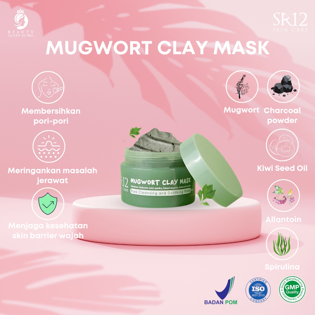 Mugwort Clay Mask SR12 Masker Mugwort Masker Wajah Organik Masker Wajah Mugwort Masker Wajah Korea Glowing dan Putih Masker Clay Mask Maskr Wajah Masker Penghilang Jerawat