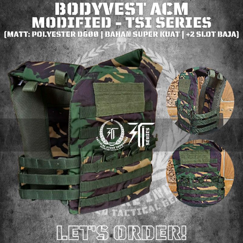 Body Vest ACM Modified - Bodyvest Tactical Hitam Hijau Loreng TSI Series