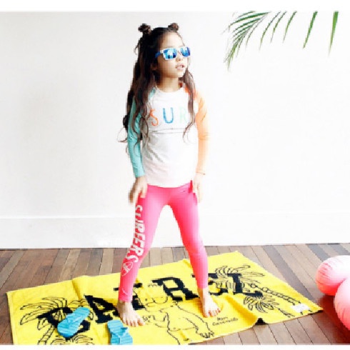 Baju Renang Anak Cewek Girl Setelan Panjang motif Surf 2 Warna - Putih, 4XL