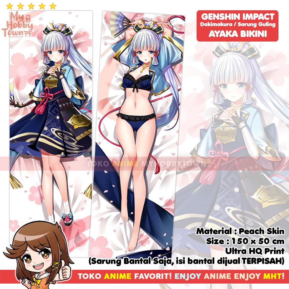 Sarung Bantal Anime Dakimakura Genshin Impact : Ayaka Kamisato Bikini