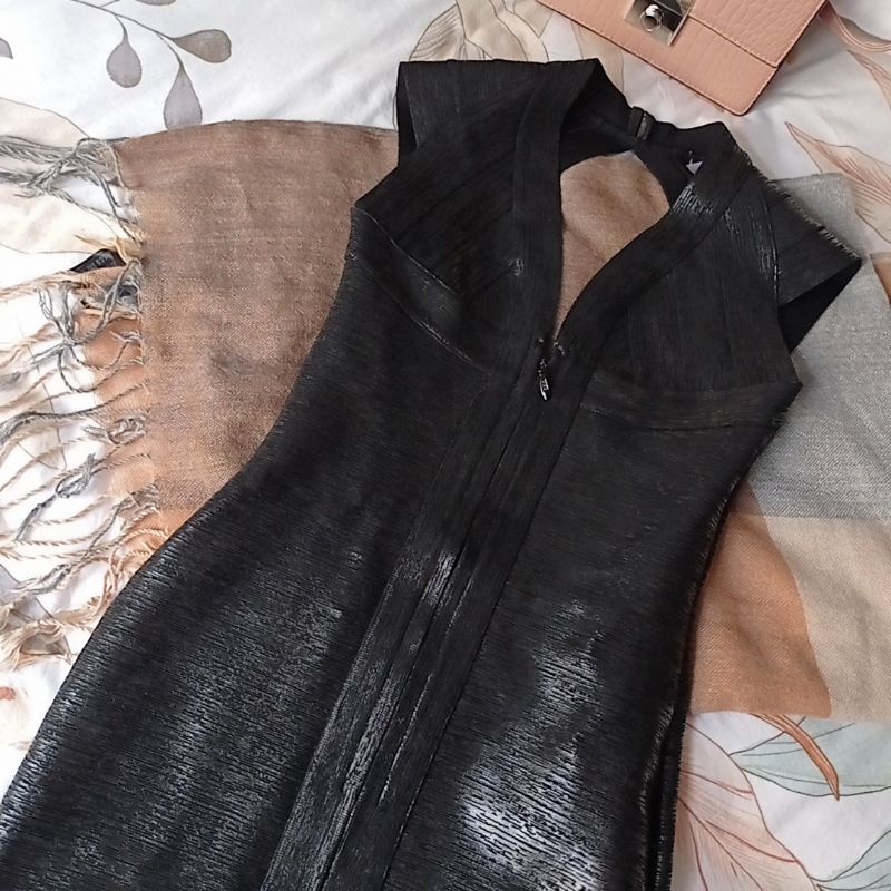 PRELOVED PREMIUM Herve Leger Woman Leather dress // Terusan Bahan Kulit Herve Leger