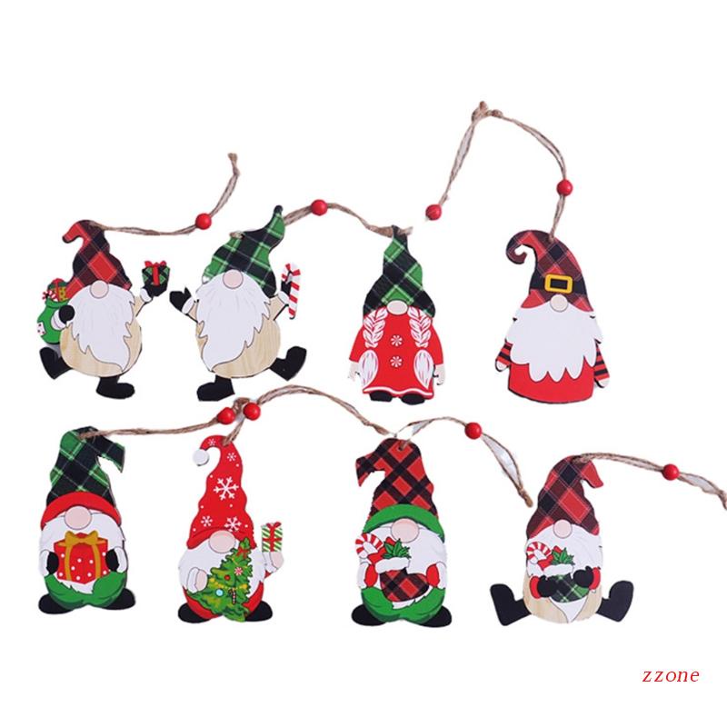 8pcs Miniatur Boneka Santa Gnomes Model Gantung Untuk Dekorasi Pohon Natal