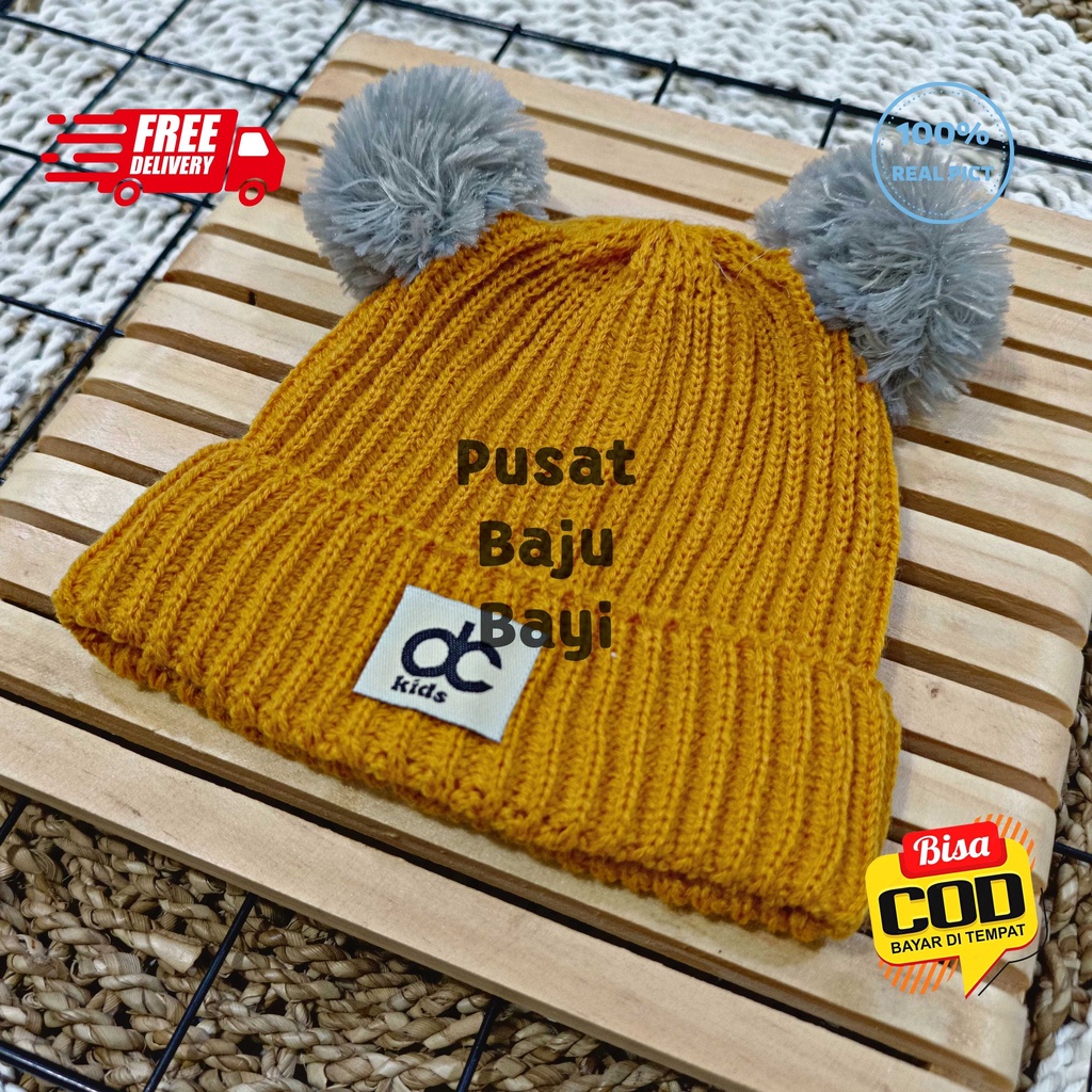 Topi Rajut Premium Kupluk Bayi Pom Pom  / Topi Bayi Pom Pom Baby Boy Baby Girl / Kupluk Baby Pompom DC Kids