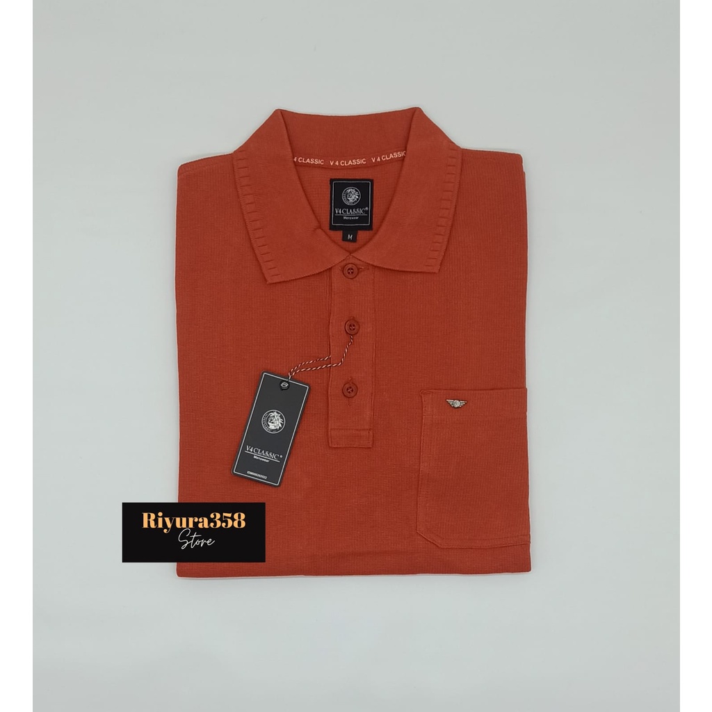 KAOS LENGAN PENDEK BERKERAH V4 CLASSIC - 015 (ORANGE)