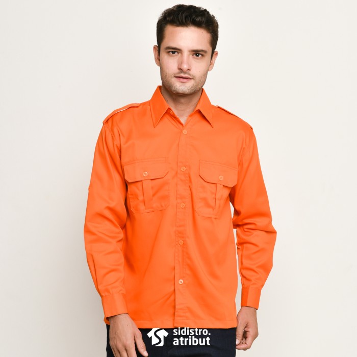 Seragam Kerja Kemeja Seragam Kerja - Kemeja Pria - Kemeja Lapangan - Kemeja Orange