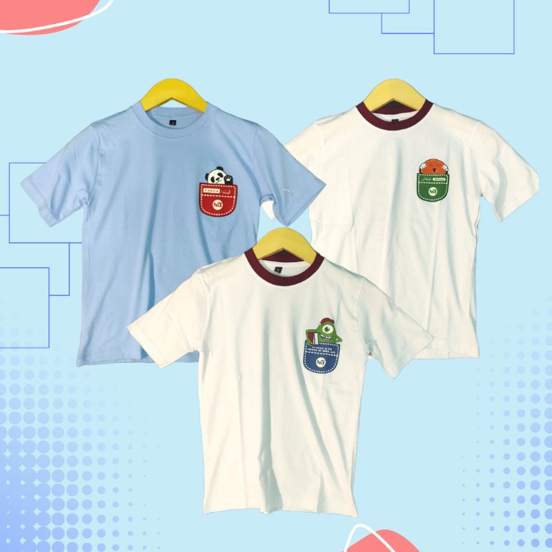 OOTD Baju Kaos Anak Distro Karakter Laki laki Perempuan 5 12 tahun Putih Biru Langit