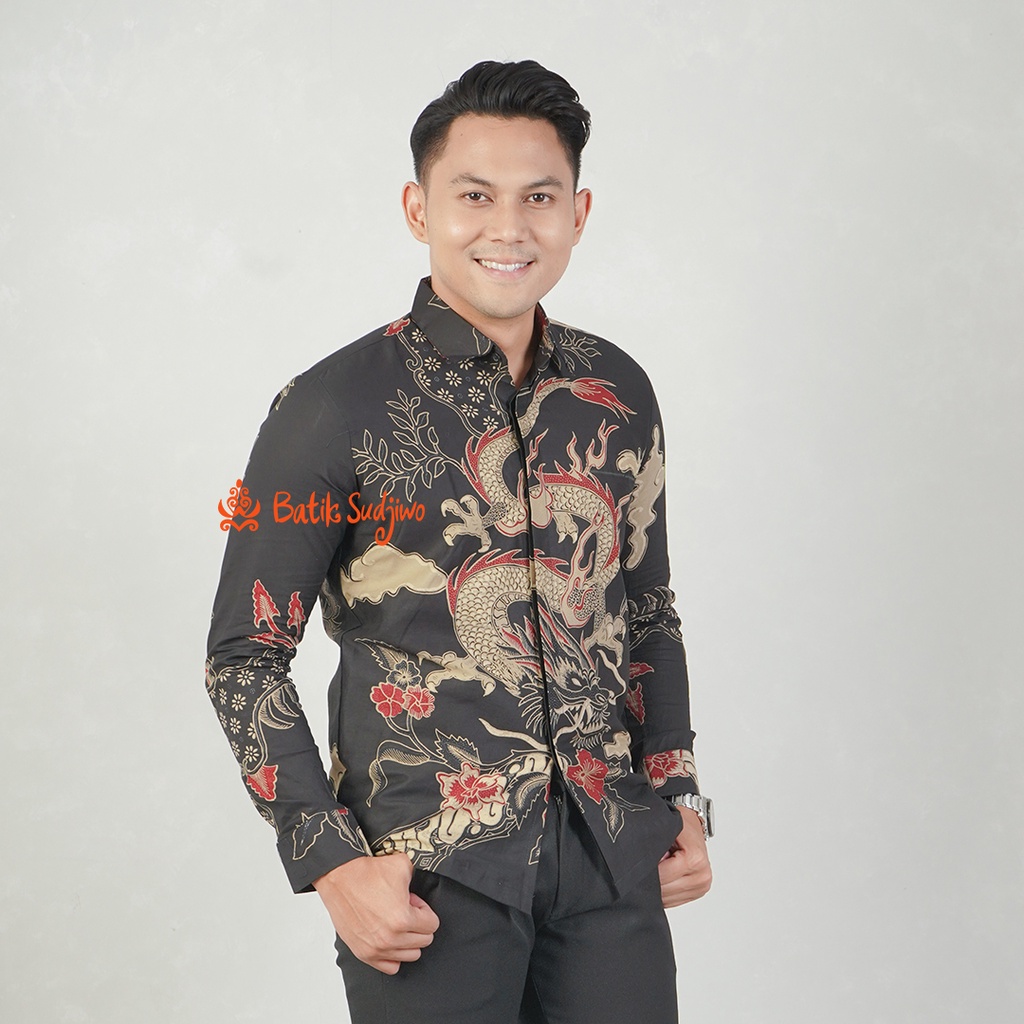 Hem Kemeja Batik Solo Laki Laki Modern Tangan Panjang 1124