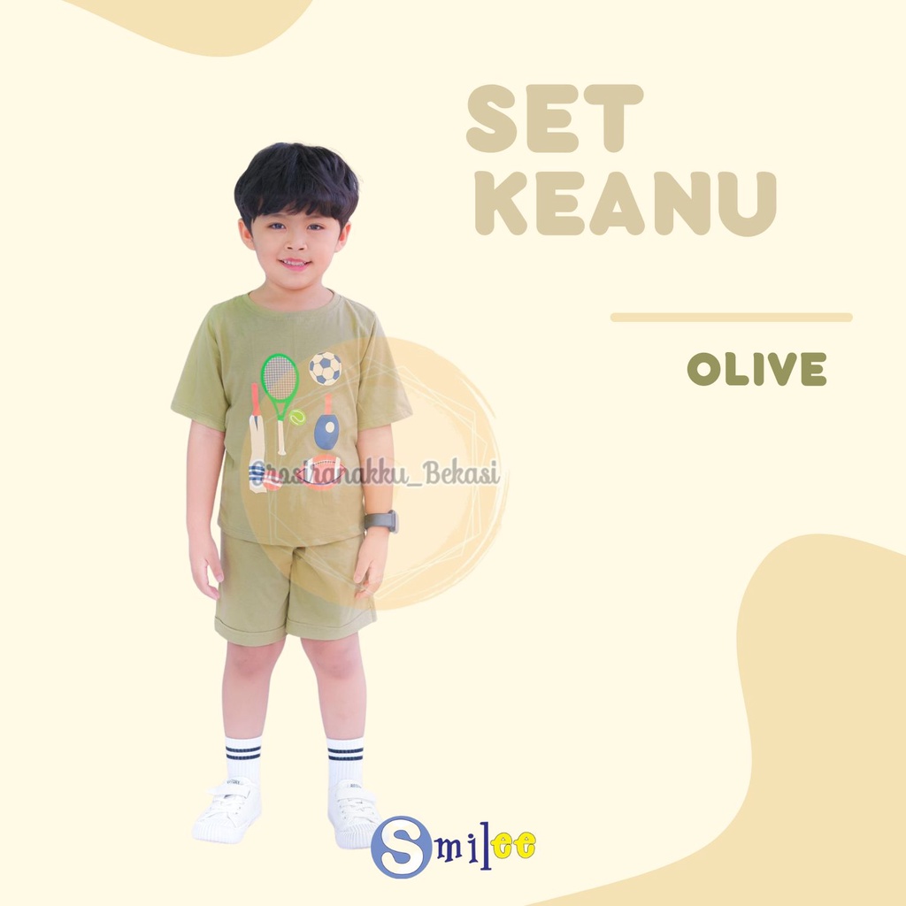 Setelan Anak Bola Keanu Smilee Warna Olive Size 1-5 Thn