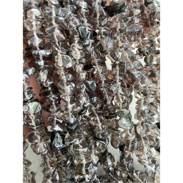 kerikil batu alam smoky quartz abu bahan kalung gelang