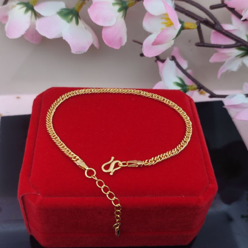 Gelang wanita dewasa rantai Terbaru anti karat lapis emas 24k COD