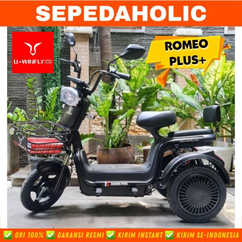 Sepeda Motor Listrik Roda Tiga UWINFLY ROMEO PLUS + Electric E Bike 600 Watt