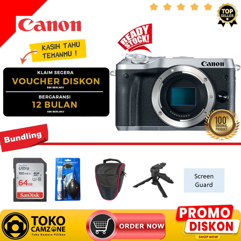 Canon EOS M6 Body Only Mirrorless Kamera Garansi Resmi
