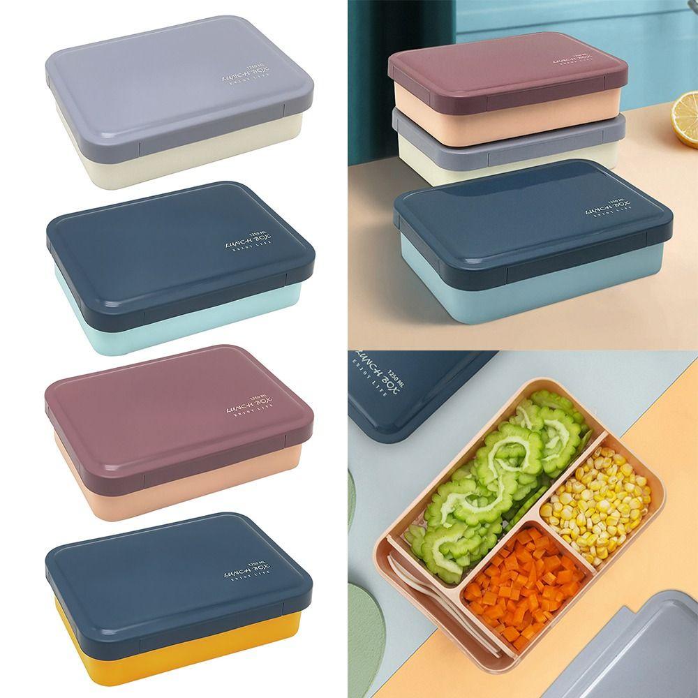 Preva Lunch Box Microwavable Rectangle Grid Untuk Pelajar Pekerja Kantor Wadah Makanan