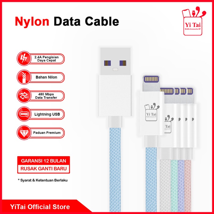 KABEL DATA LIGHTNING CHARGING NYLON YI TAI / DATA CABLE