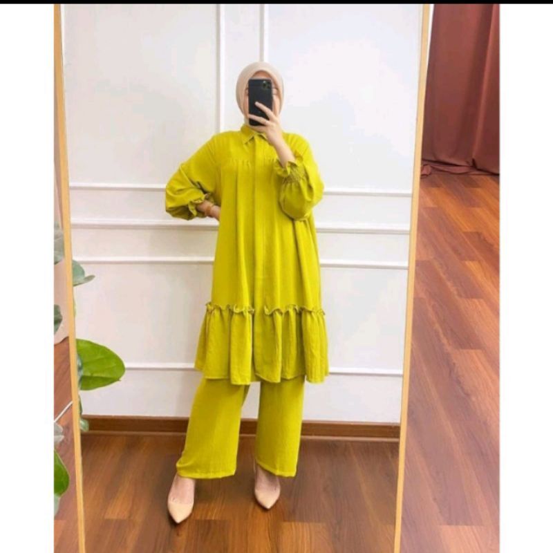 Hava Set Jumbo || ld_115-120 Setelan Hava Long Jumbo Pakian Wanita Kekinian Pakaian Trendy || Tunik 