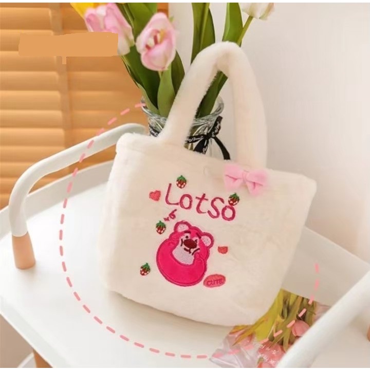 Tas Tote Wanita Terbaru Style korean Bahan Bulu-Bulu boneka