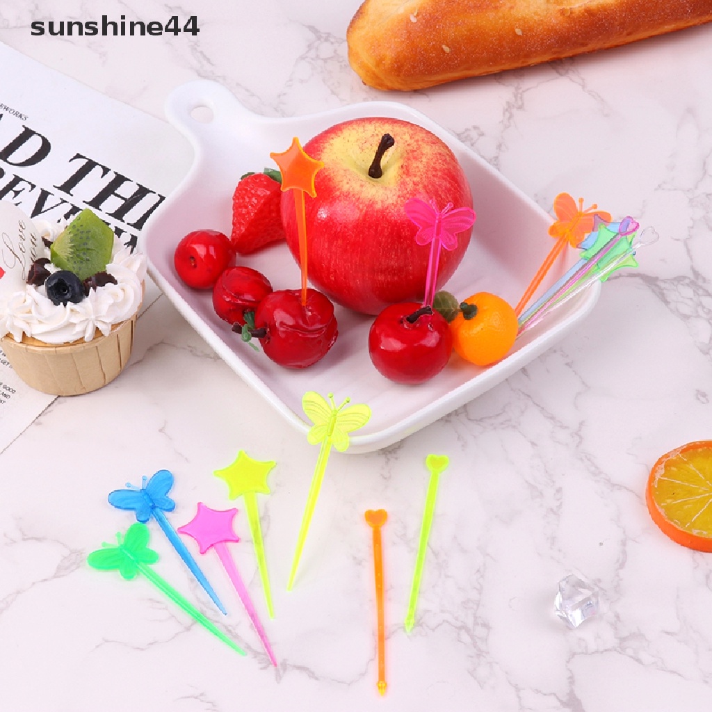 Sunshine 1 Set Garpu Buah / Dessert / Kue / Snack Bentuk Kupu-Kupu Untuk Dekorasi Bento