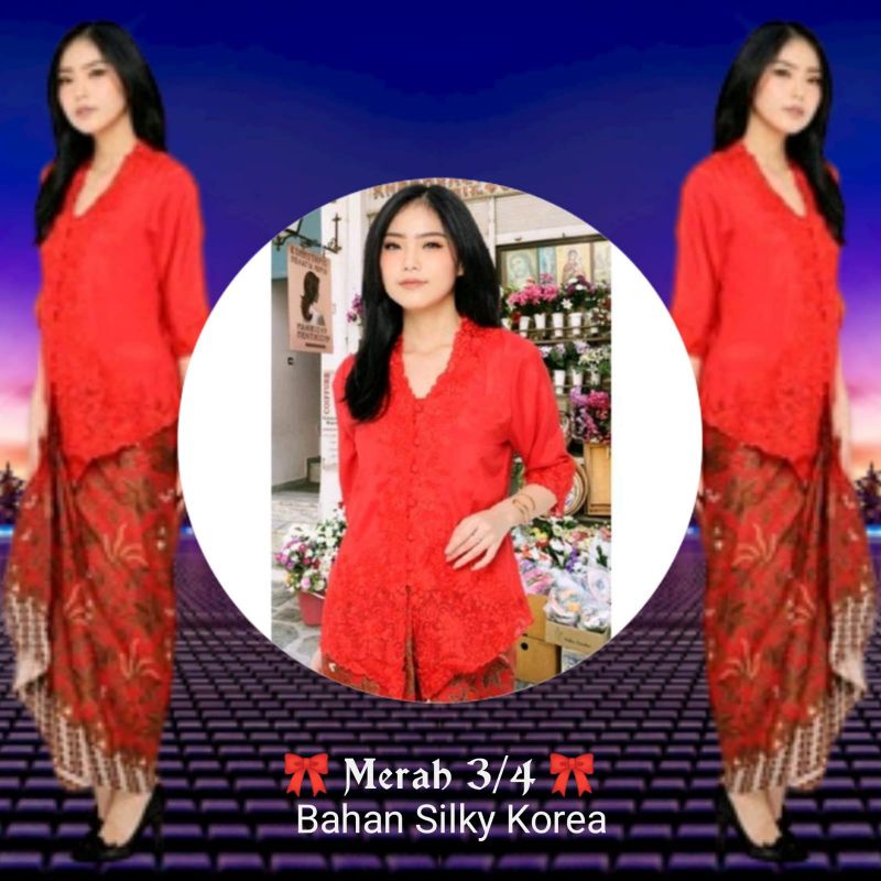 Atasan Kebaya Encim Senada Brukat Bordir Silky Korea