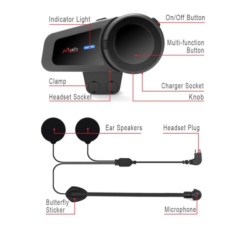 Maxto M2 Bluetooth Radio FM Intercom Helm 6 Rider Alternatif EJEAS Q7 V6 PRO M2C