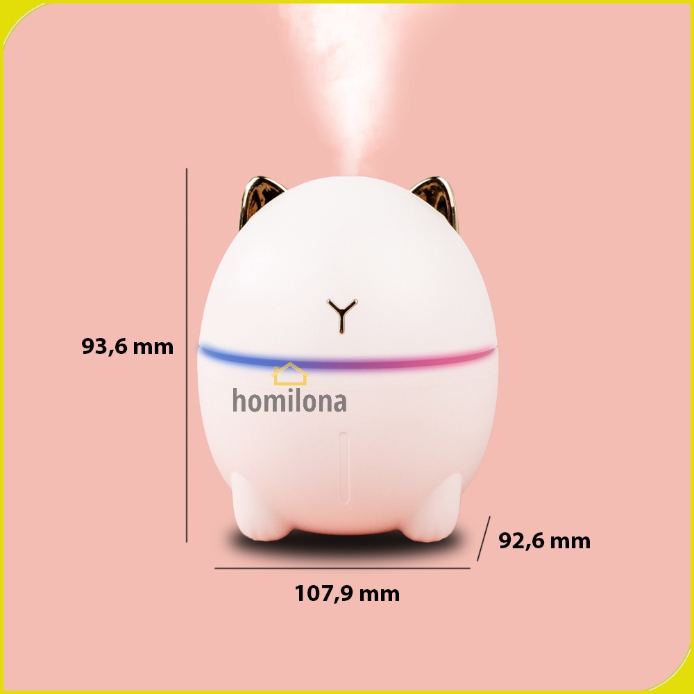 Dudu Cat Air Humidifier Ultrasonic Aromatherapy Oil Diffuser Night Light 200ml Taffware HUMI DDM 1 White Pink