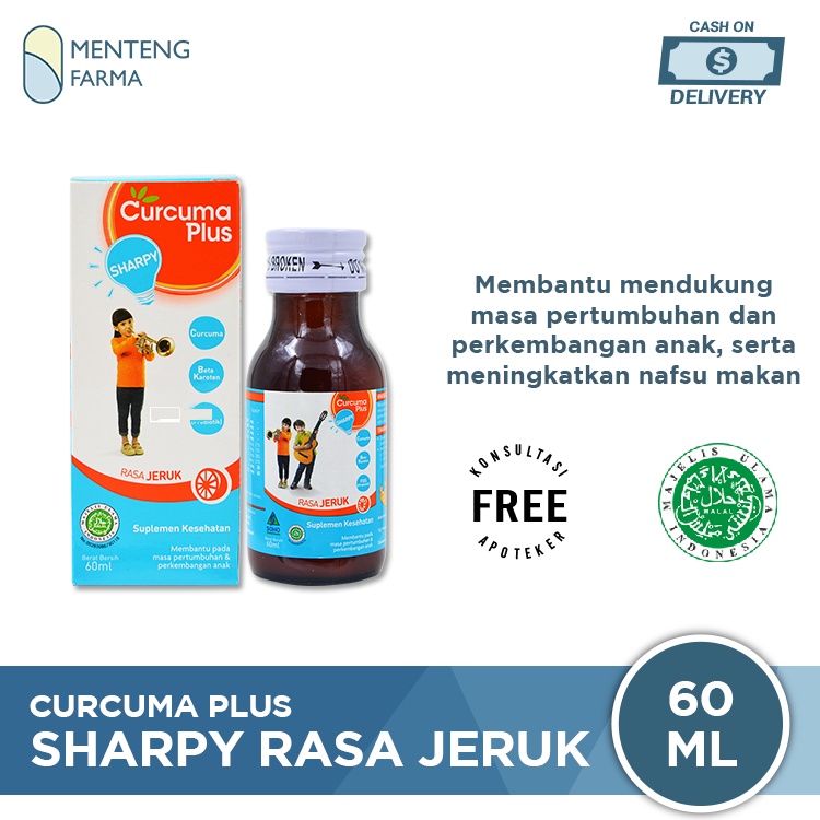 Curcuma Plus Sharpy Rasa Jeruk 60 mL - Suplemen Pertumbuhan dan Penambah Nafsu Makan Anak