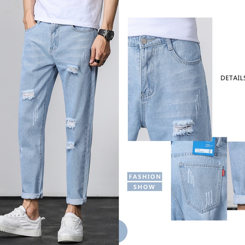 Celana jeans panjang pria Ripped jeans pria Celana jeans pria original jeans cowok celana jeans baggy pria celana jeans biru muda celana jeans pria dewasa celana jeans casual pria korean style cowok