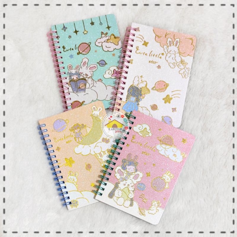 

Notebooks A6 - Spiral Hard Cover Glitter Cute Little Star