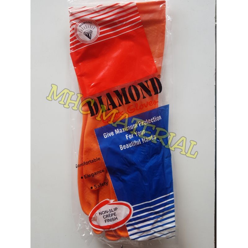 SARUNG TANGAN KARET DIAMOND / SARUNG TANGAN LATEX / SARUNG TANGAN TUKANG SAFETY APD CUCI PIRING