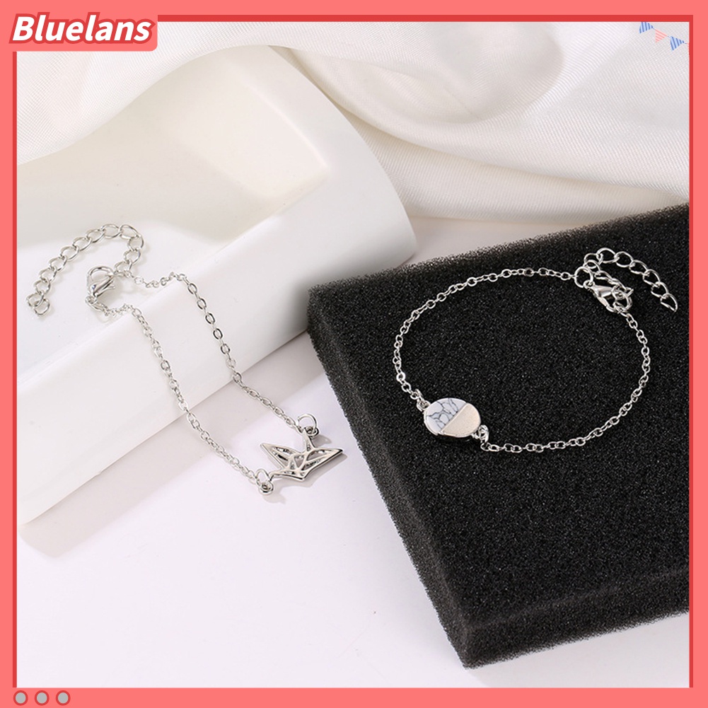 2pcs / Set Gelang Rantai Bentuk Merpati Bulat Model Hollow Untuk Wanita