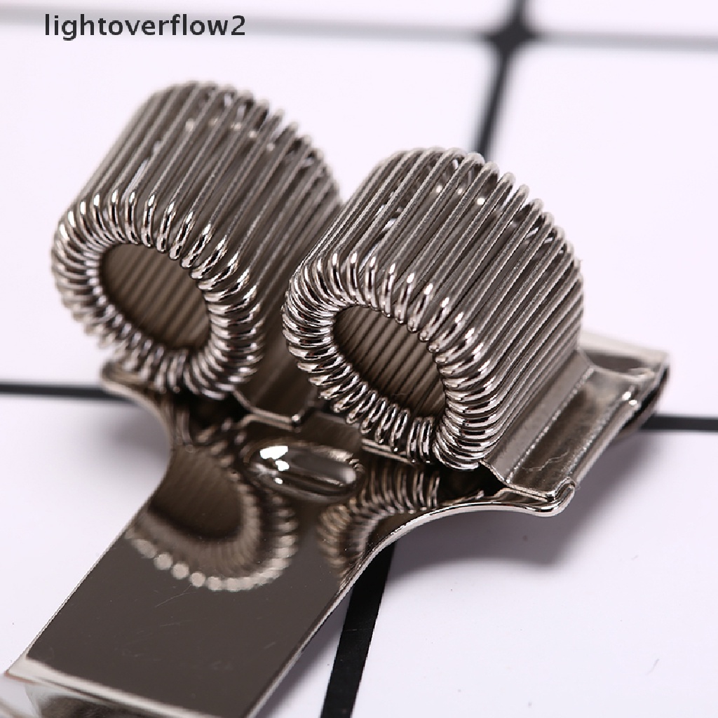 (lightoverflow2) Holder Pulpen 2 Lubang Bahan metal Warna silver Dengan Klip Saku Untuk Seragam Dokter / Perawat