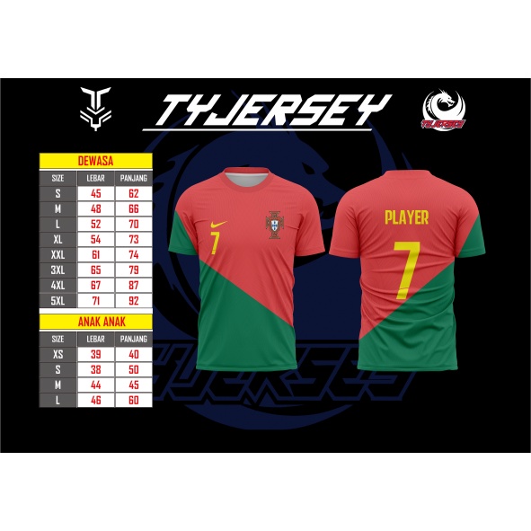 JERSEY PORTUGAL HOME PIALA DUNIA 2022/23 FULL PRINTING