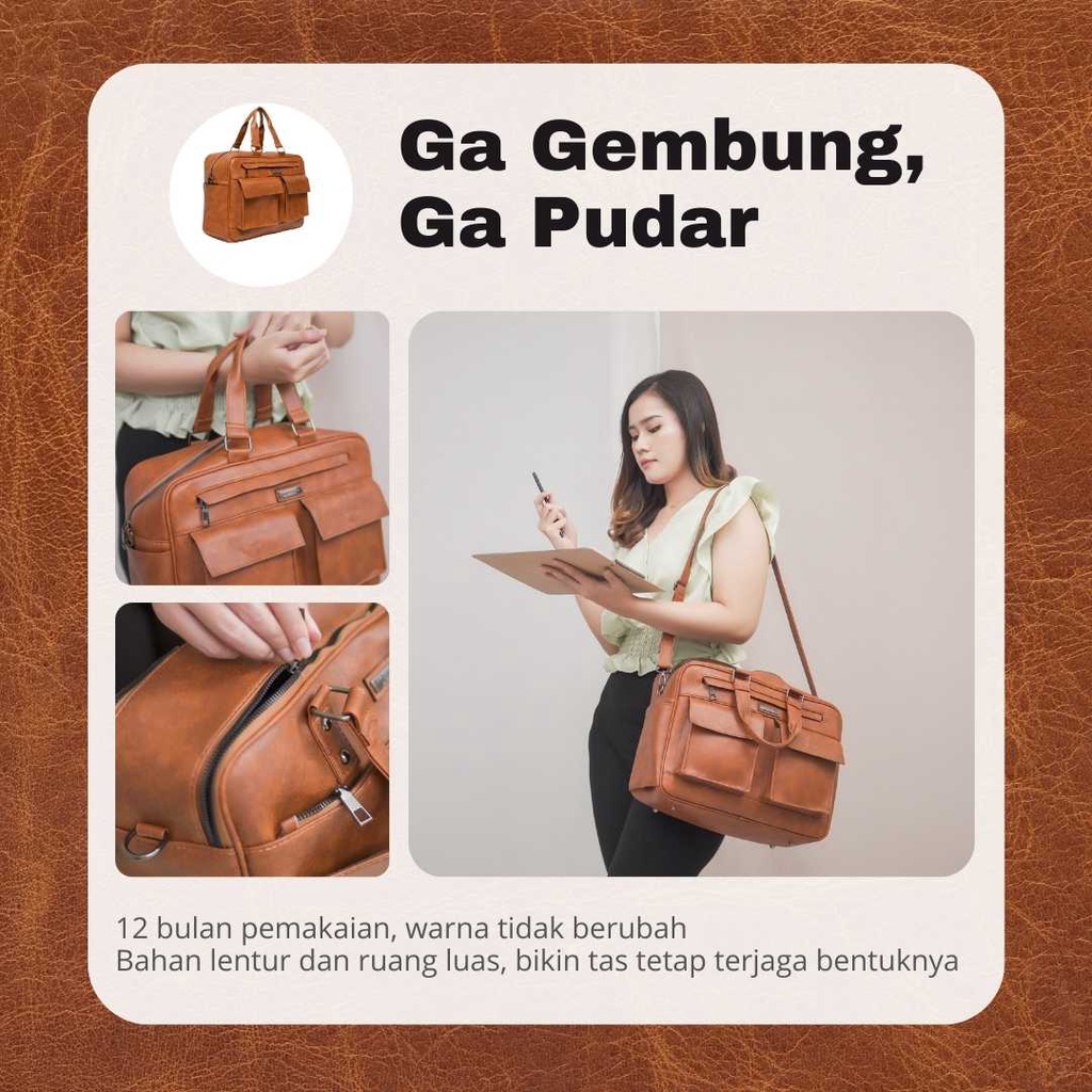 CORDOBA Bag by Manjua. Tas Kerja, Tas Laptop muat 14 inch, Tas Kuliah, Tas Ukuran Besar.