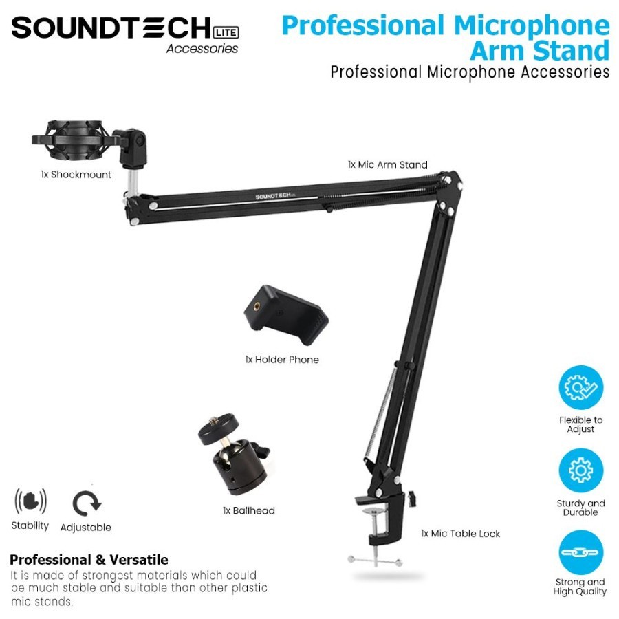 SOUNDTECH Lite Microphone Arm Stand / Bracket Scissor Stands