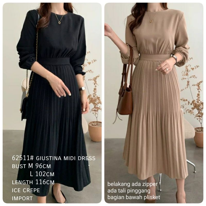 MDLV ~ 62511# Giustina Midi Dress Long Dress Import