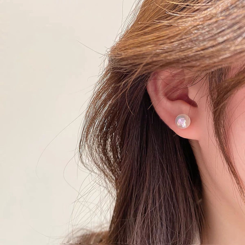 Anting Stud Zircon Mutiara Berlian Imitasi 2 IN 1 Gaya Korea Untuk Wanita