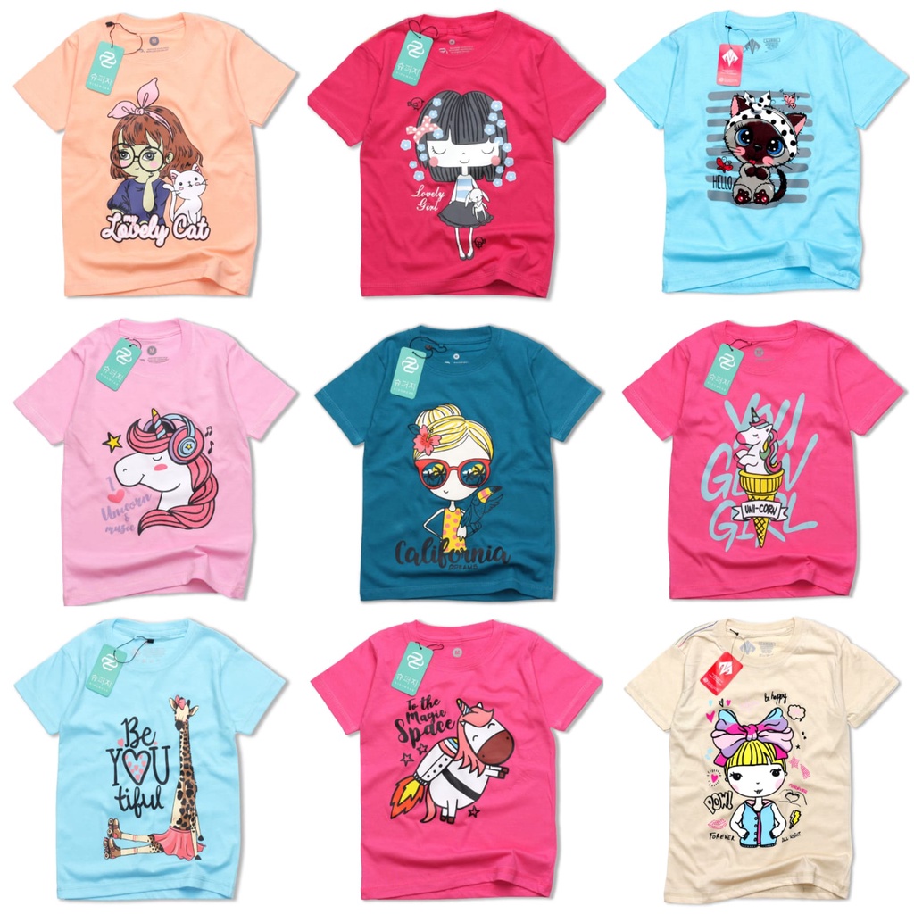 RGKIDS Baju Anak Perempuan Pusat Grosir Ecer BAJU ANAK Lengan Pendek Distro Unicorn Cat Micky abadigrosir